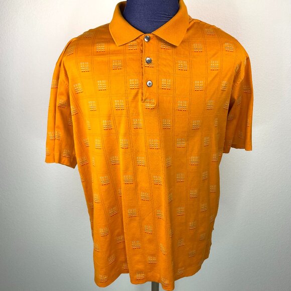 AXIS Men’s 100% Mercerized Cotton Orange Textured Pattern Polo Shirt Size XL - Picture 1 of 9